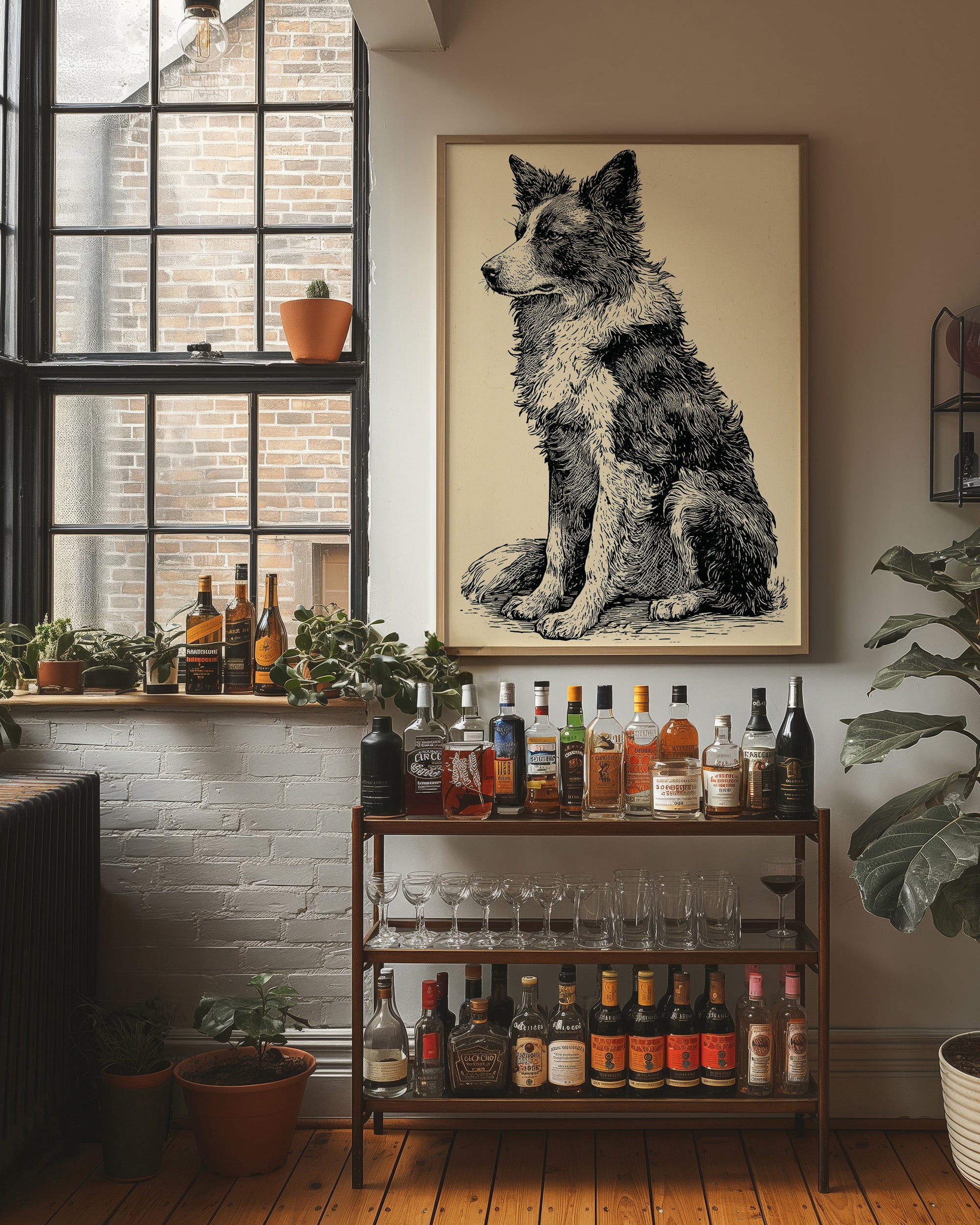 Border Watch: Bold Woodcut Collie