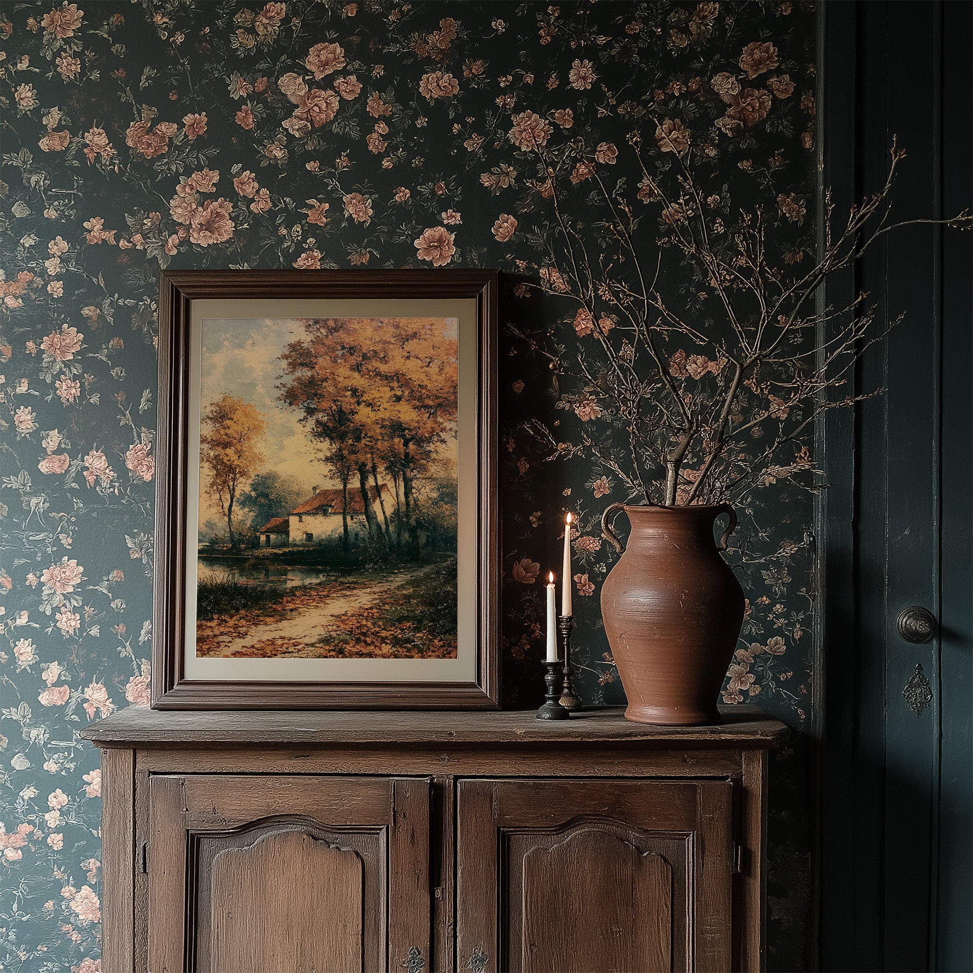 Autumn Cottage by the Water's Edge