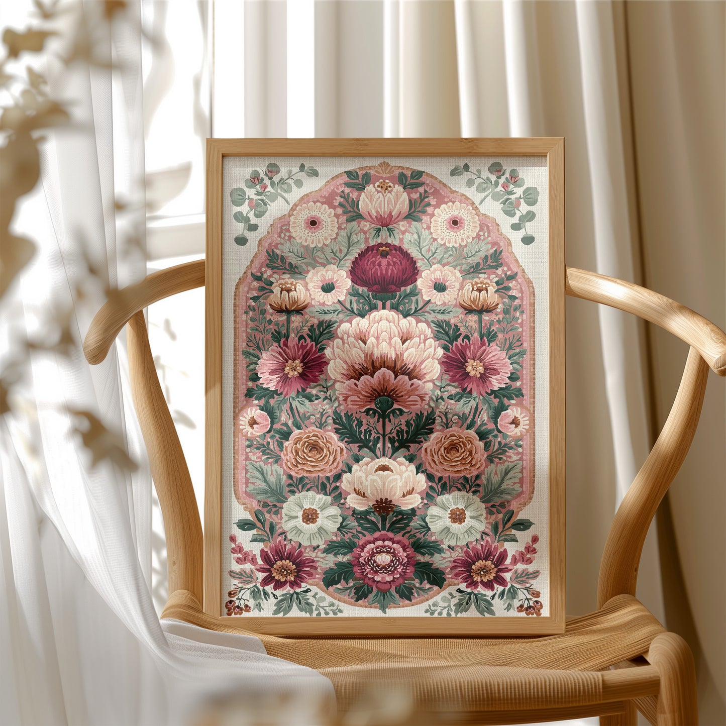 Blush Bouquet: A Grand Floral Medallion
