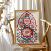 Crimson Bloom: A Folk Floral Medallion