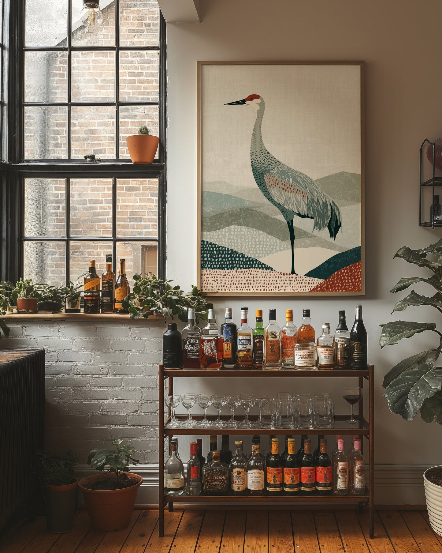 Sandhill Silhouette: Modern Crane Study