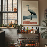 Stippled Crane: A Halftone Landscape