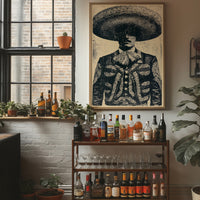 The Charro's Silhouette: Vintage Screen Print