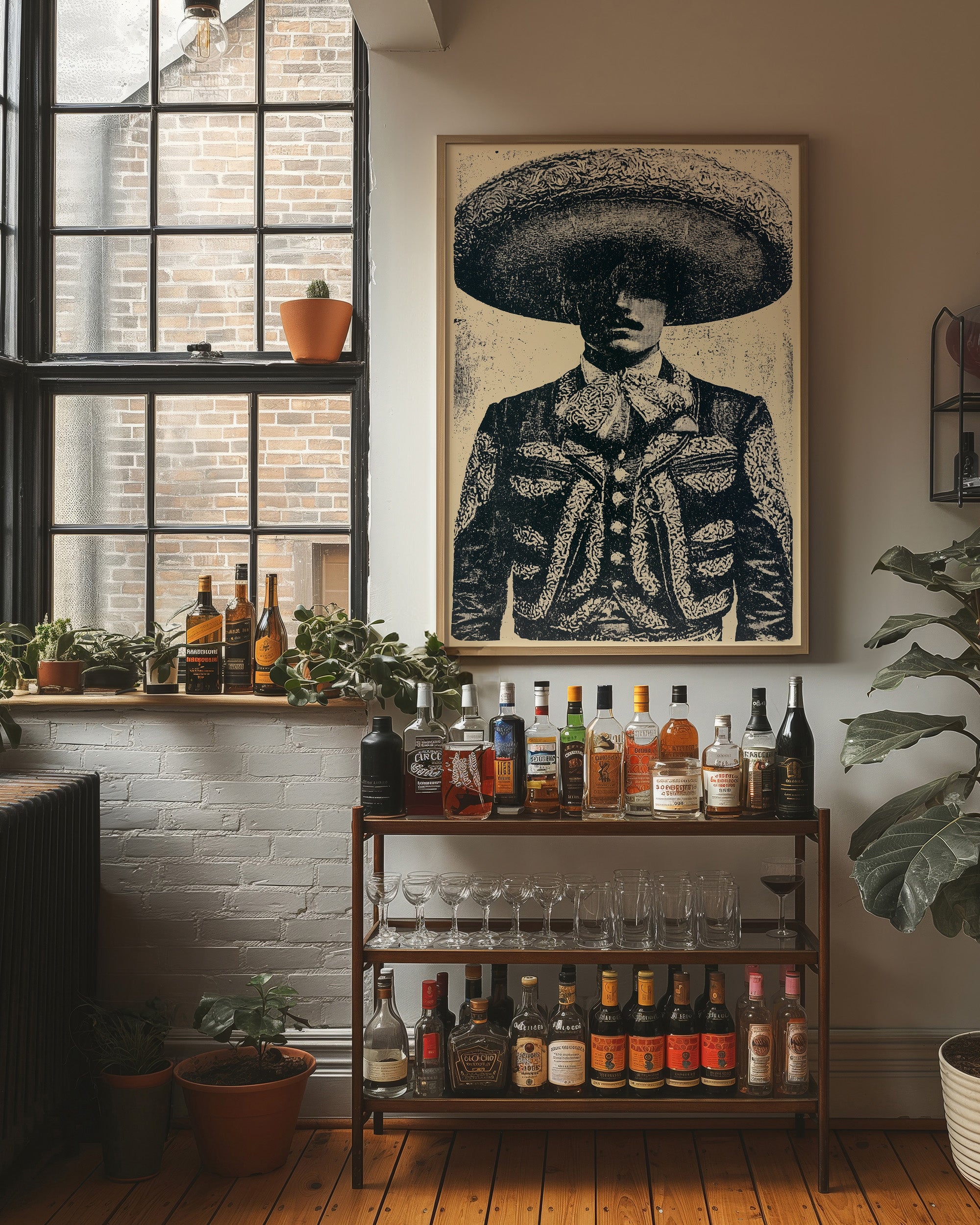 The Charro's Silhouette: Vintage Screen Print
