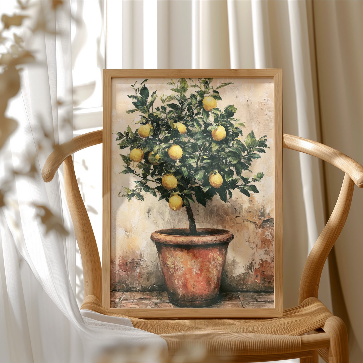 Potted Lemon Tree in Terracotta Light