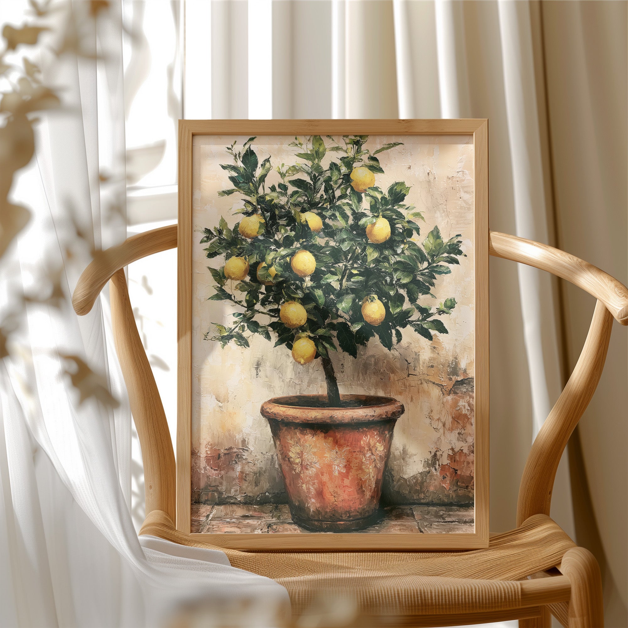 Potted Lemon Tree in Terracotta Light
