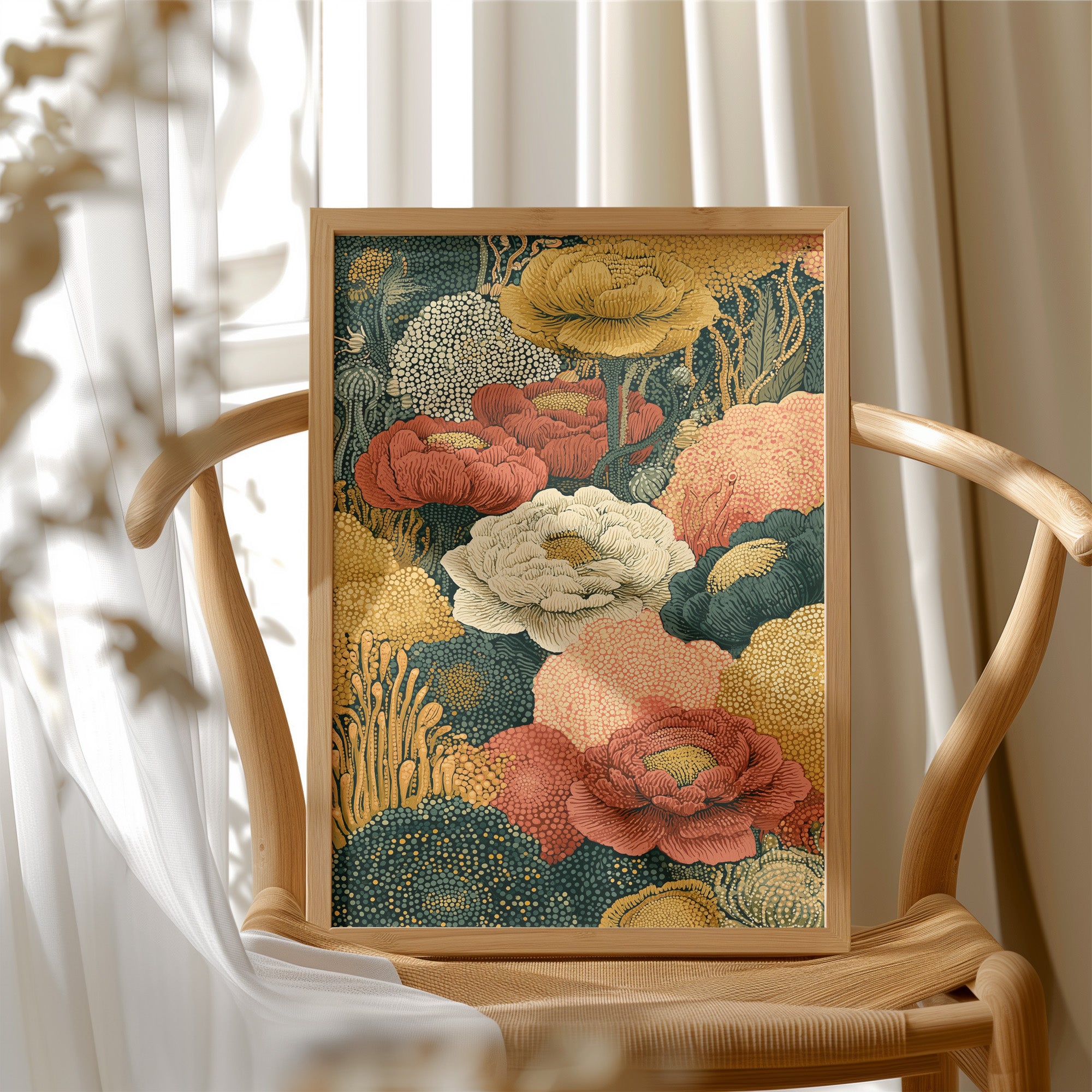 Dotted Bloom Mosaic in Rust and Gold