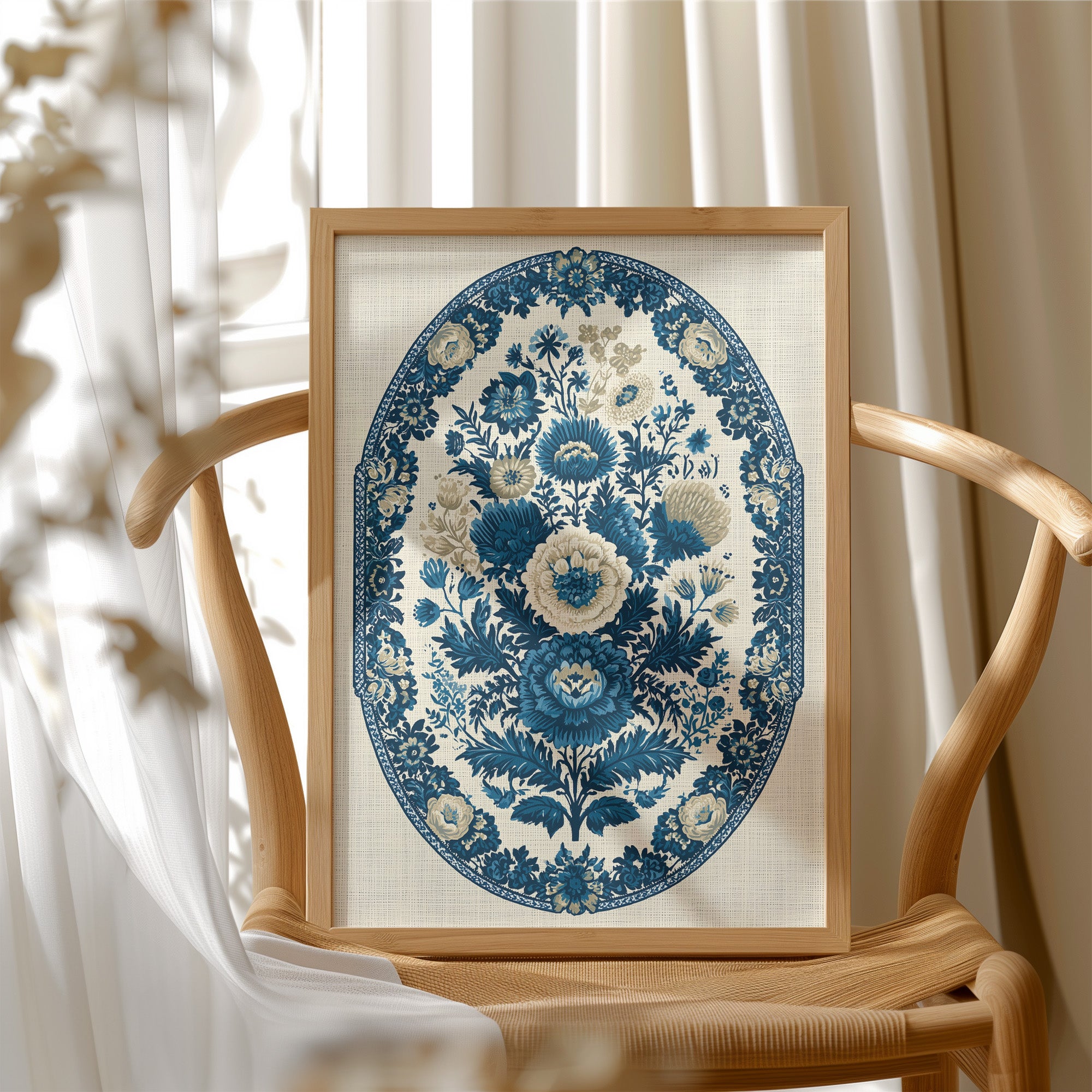 Indigo Porcelain Floral Medallion