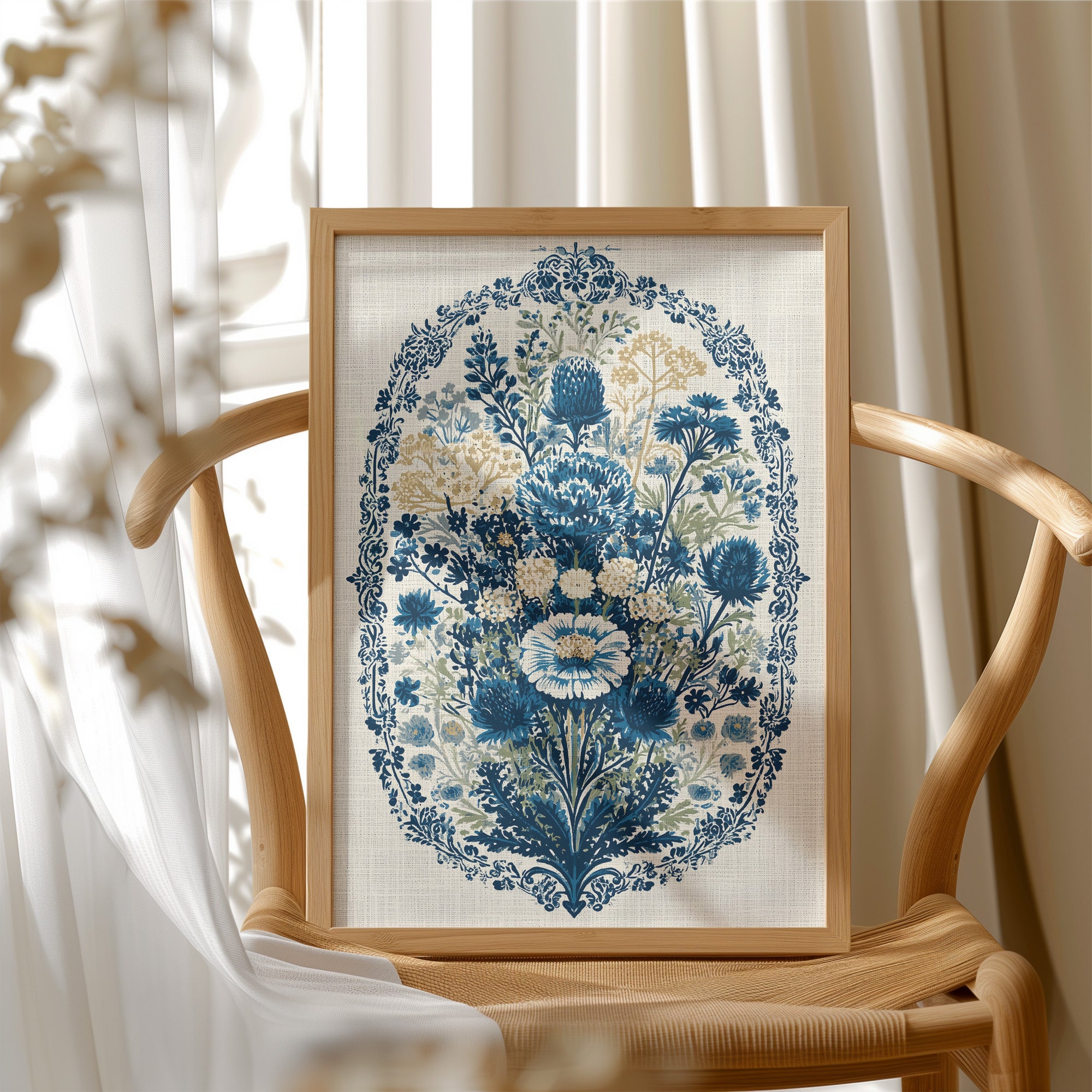 Thistle and Cornflower Medallion Tapestry