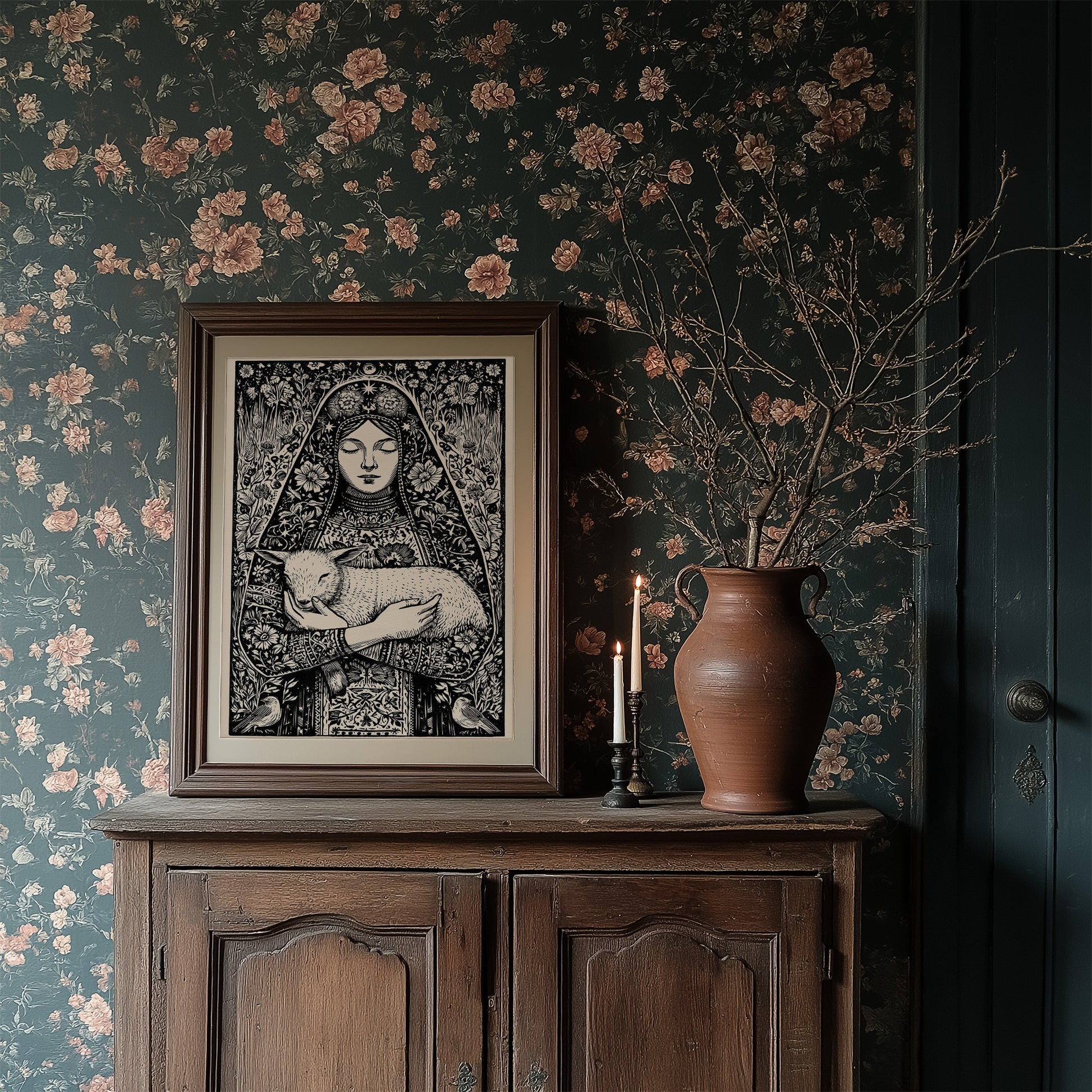 Madonna and Lamb: A Woodcut Devotion