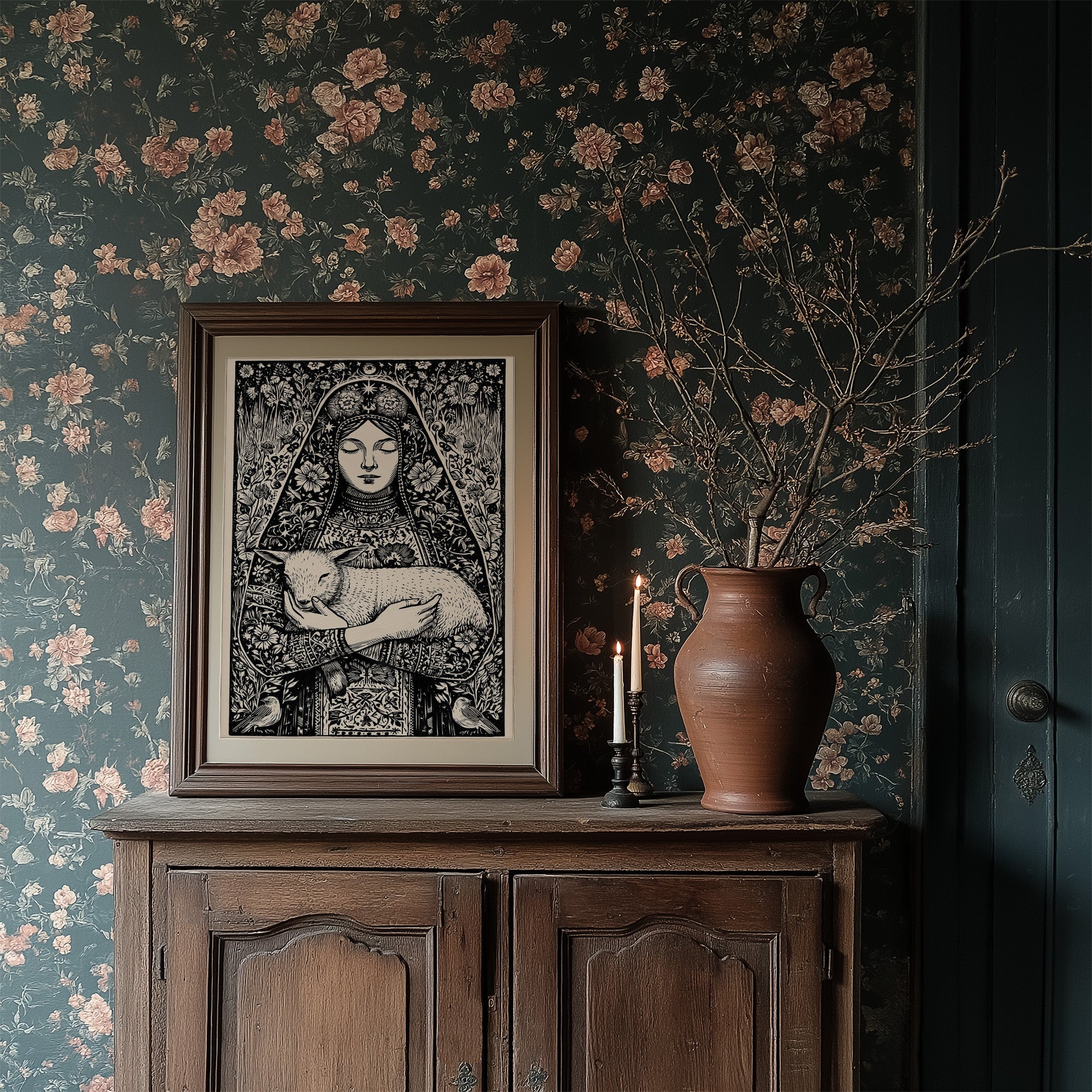 Madonna and Lamb: A Woodcut Devotion