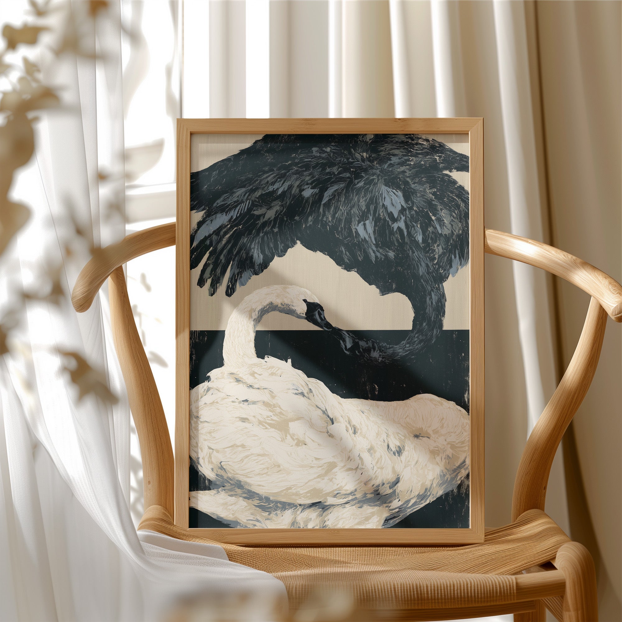 Black-Necked Swan on the Waterline