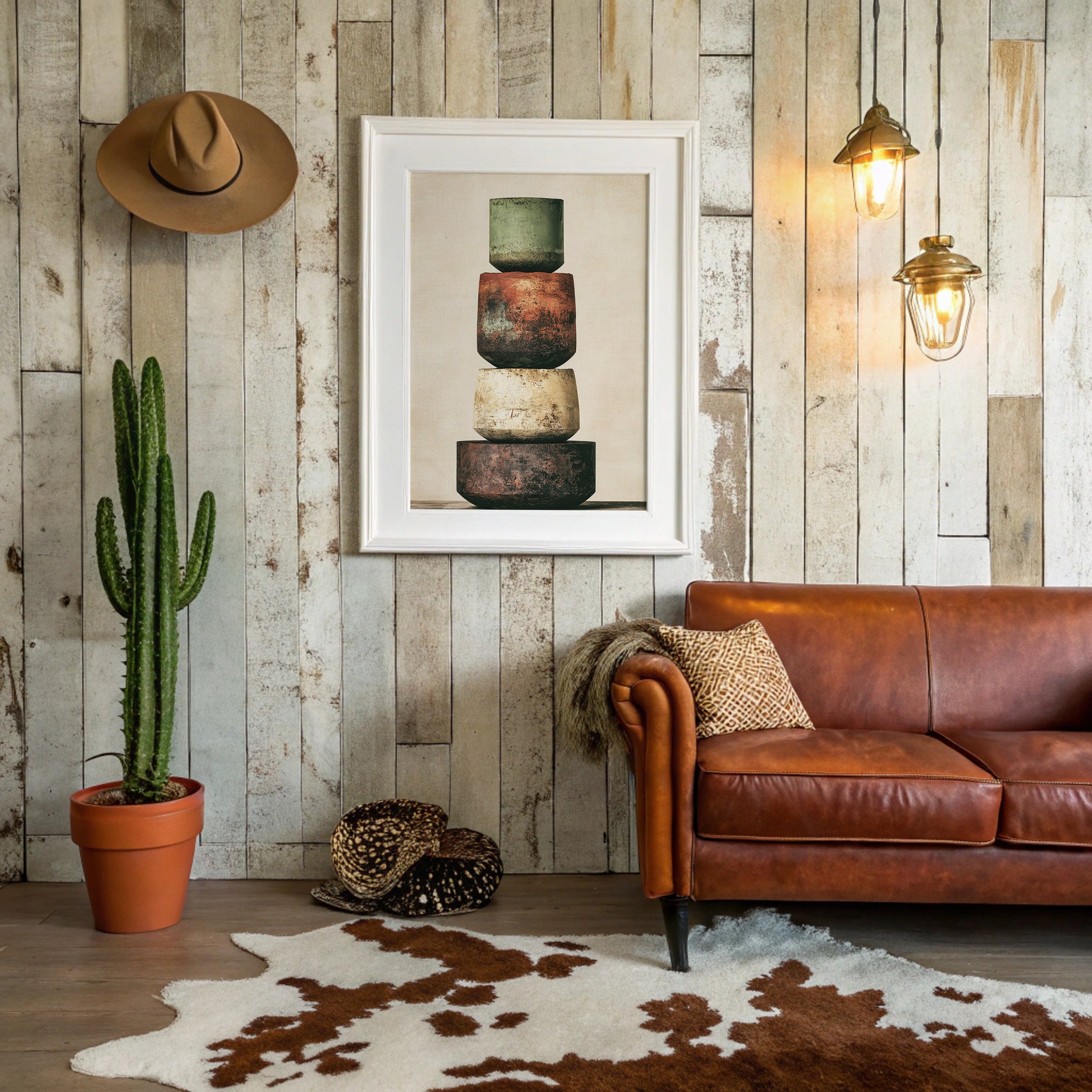 Stacked and Weathered: Four Urns of Earth and Rust