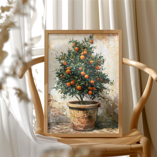 Terracotta and Sunlight: Potted Orange Tree Still Life