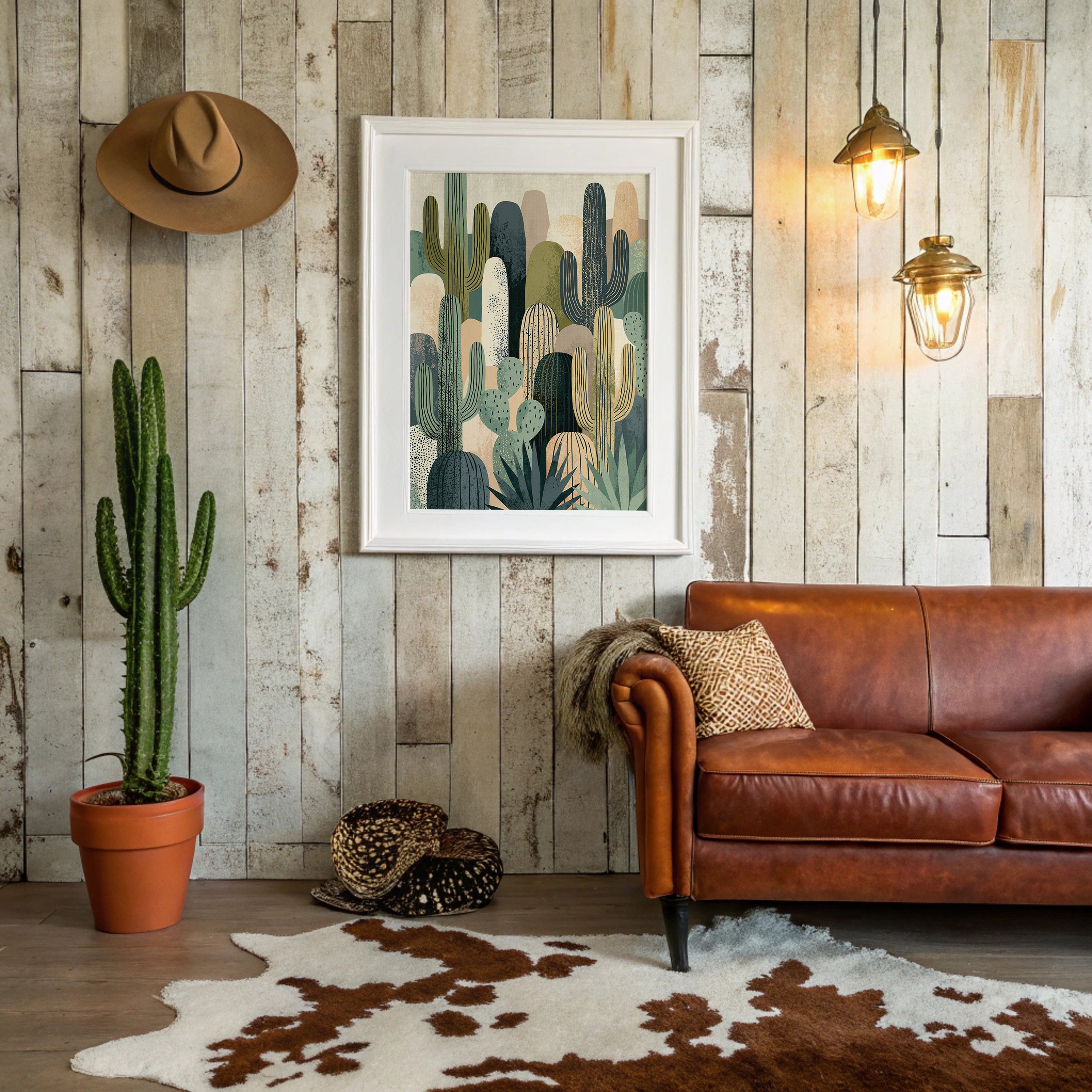 Desert Tapestry: Cactus Collage in Sand & Sage