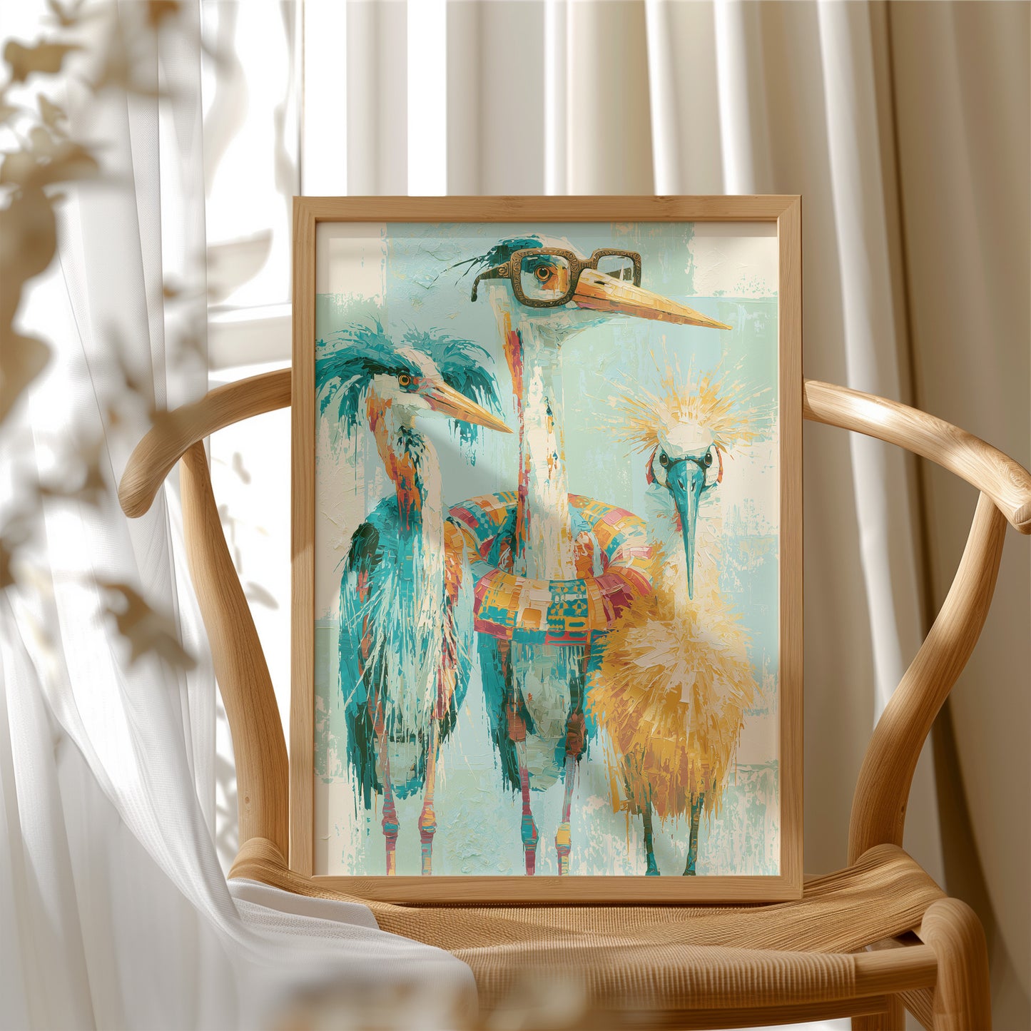 The Bespectacled Bird Trio: A Feathered Trio Portrait
