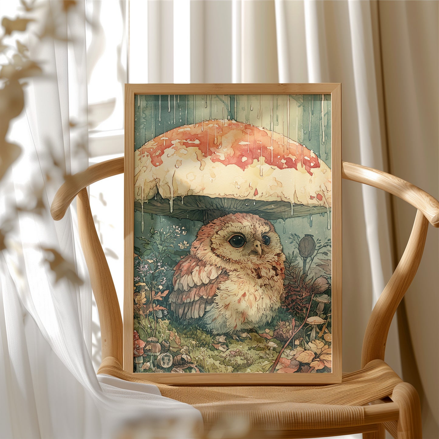 Sheltering Owl Beneath the Toadstool