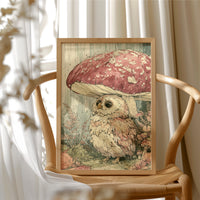 Toadstool Hideaway: Curious Owl Close-Up