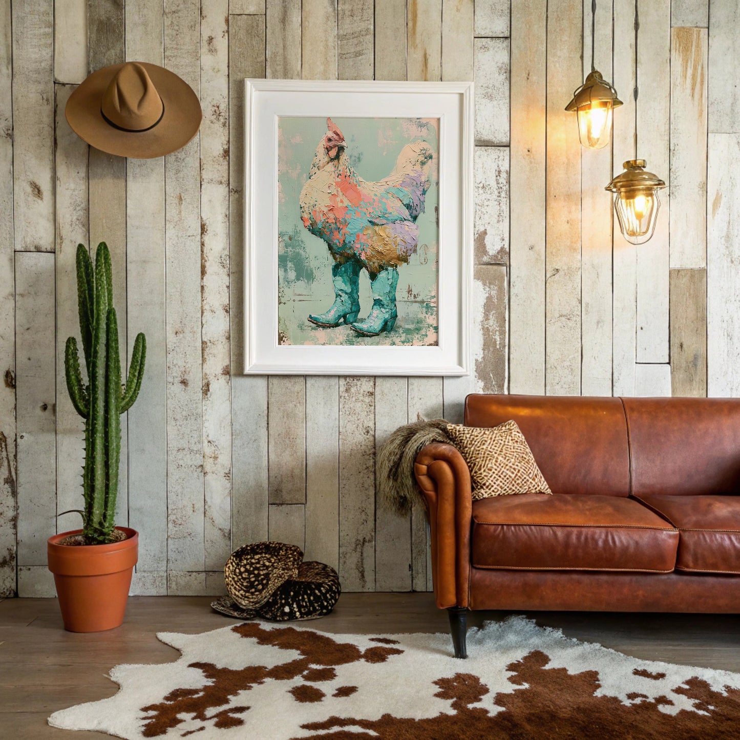 Gilded Feathers: The Rooster's Turquoise Strut