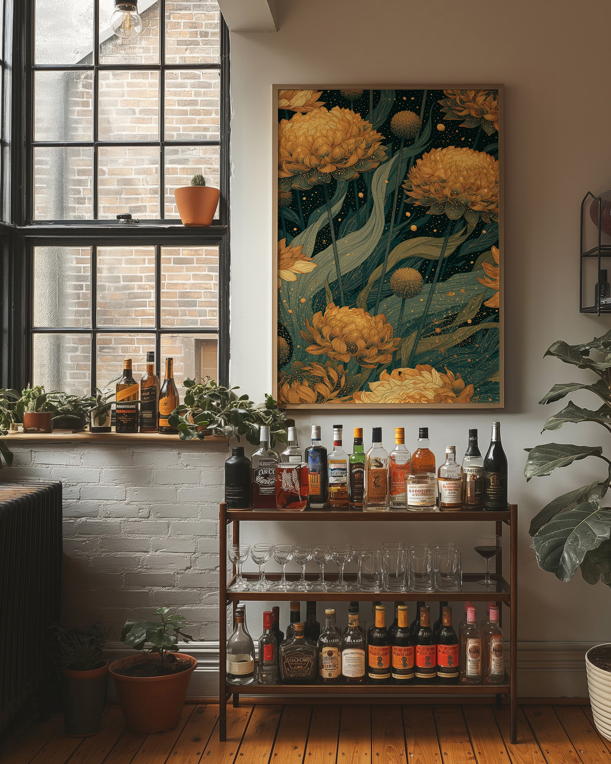 Golden Blooms in the Dark Garden: Marigold Study II
