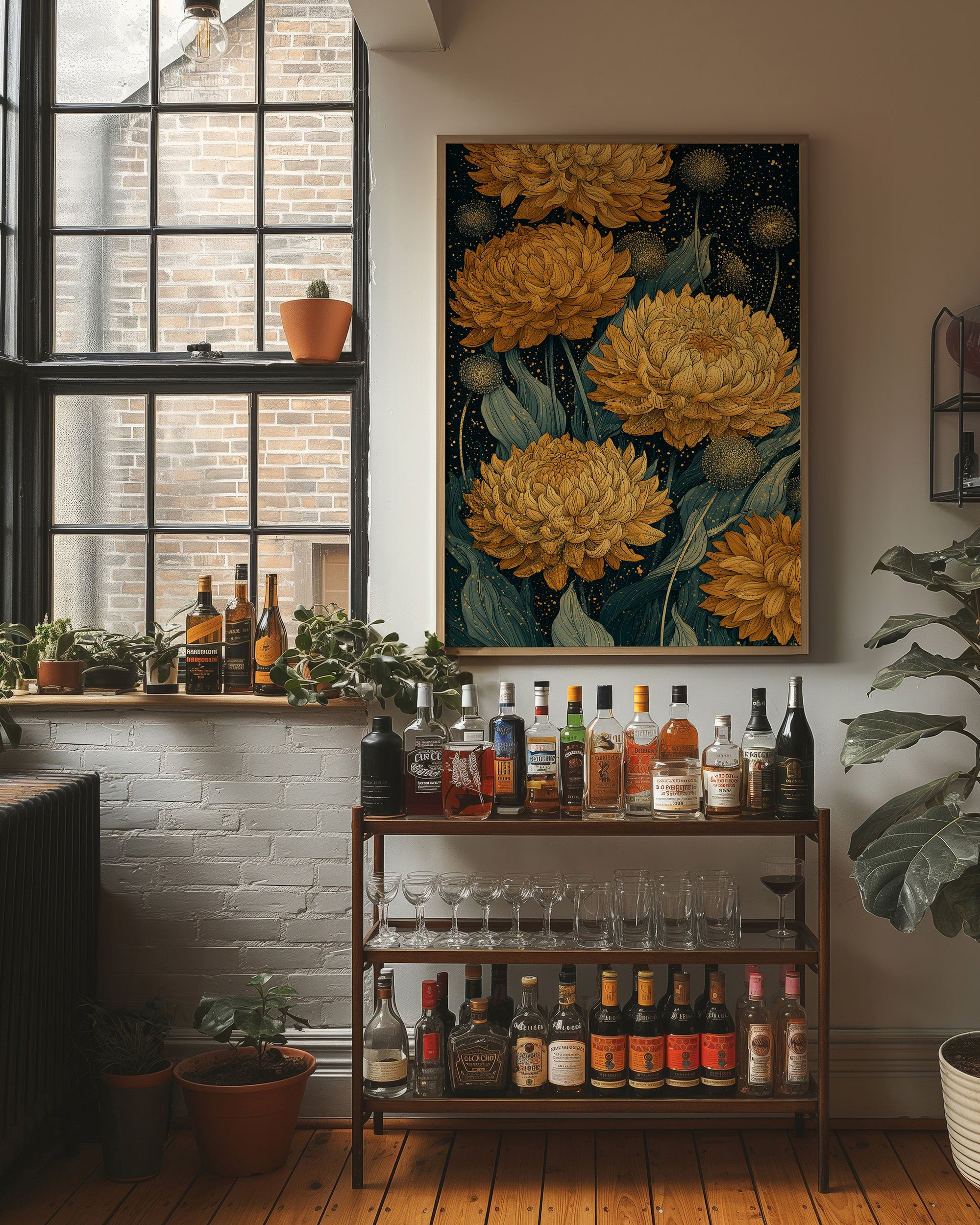 Chrysanthemums and Dandelion Stars: Dark Botanical III