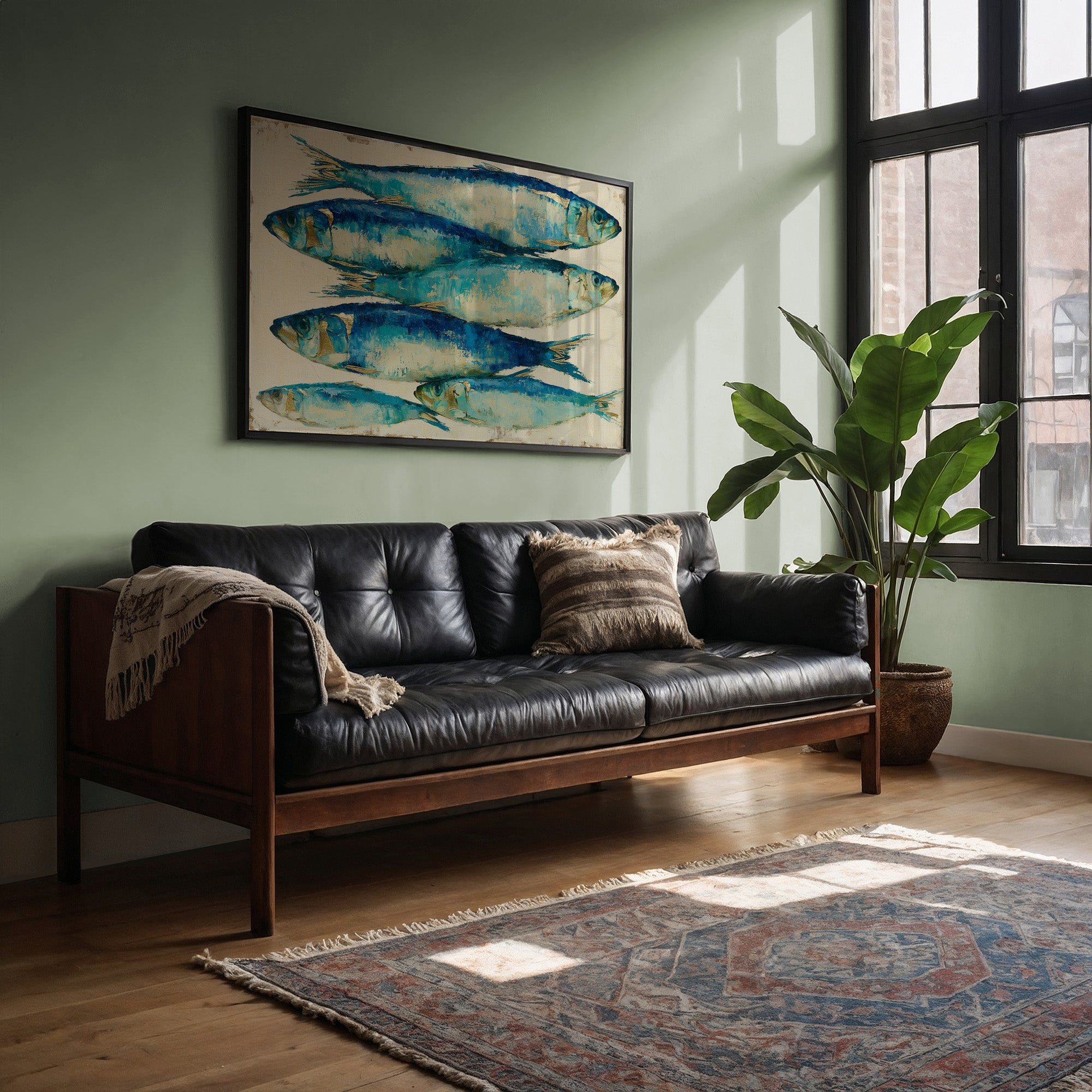 Bold Sardines in Cobalt & Gold