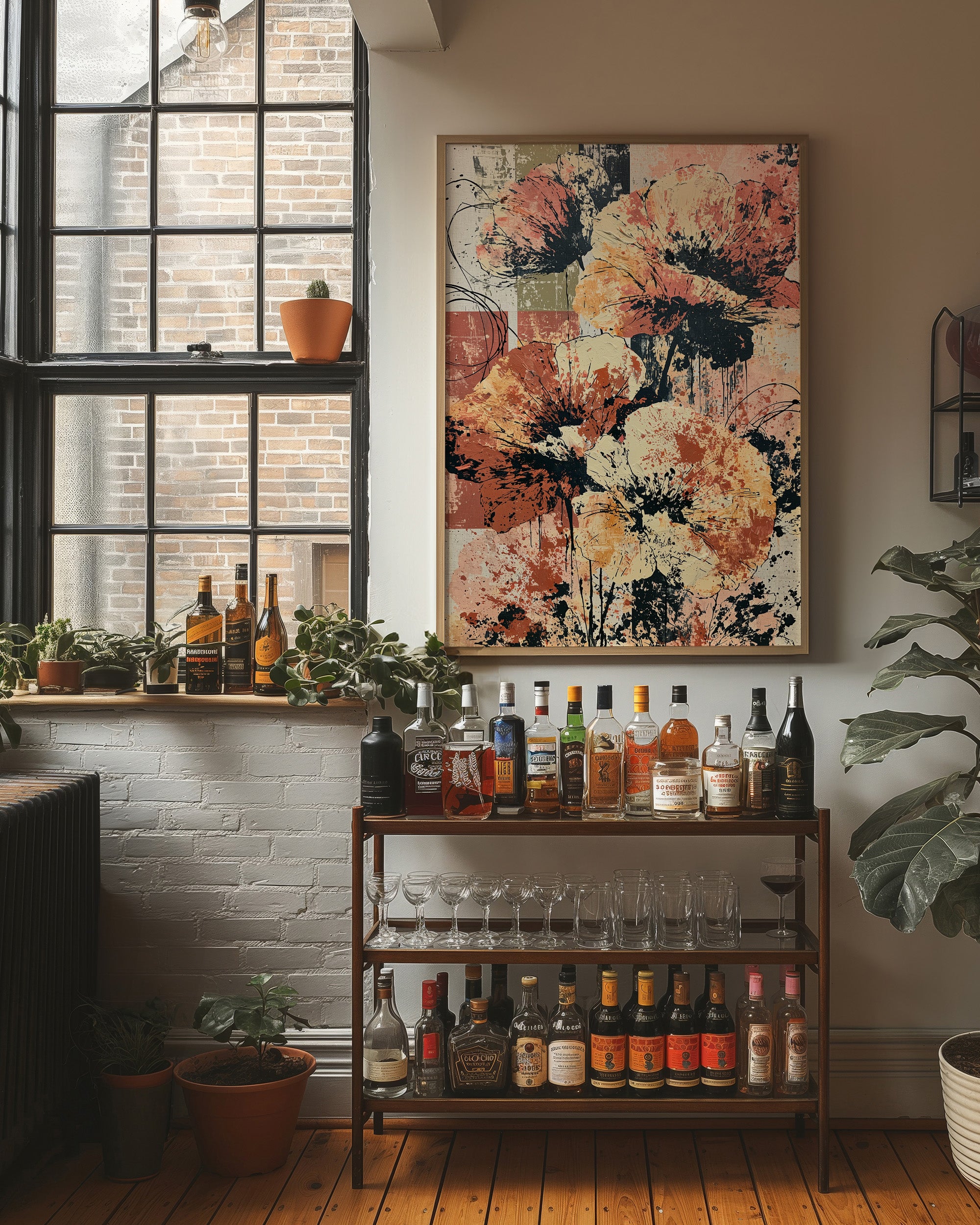 Amber Blooms in Ink & Drip