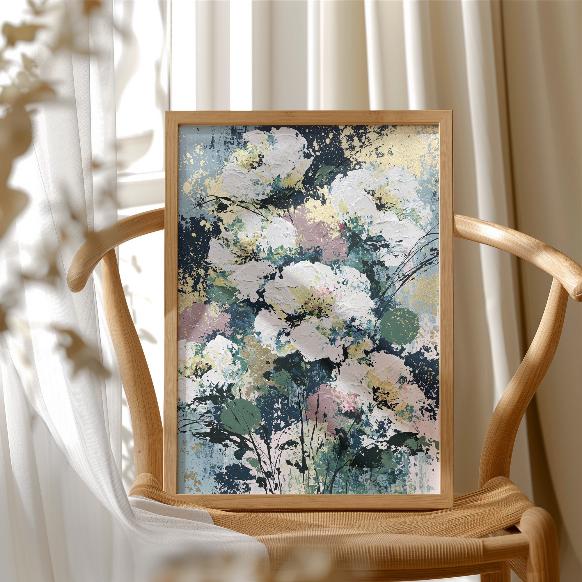 White Peonies in Sage & Slate