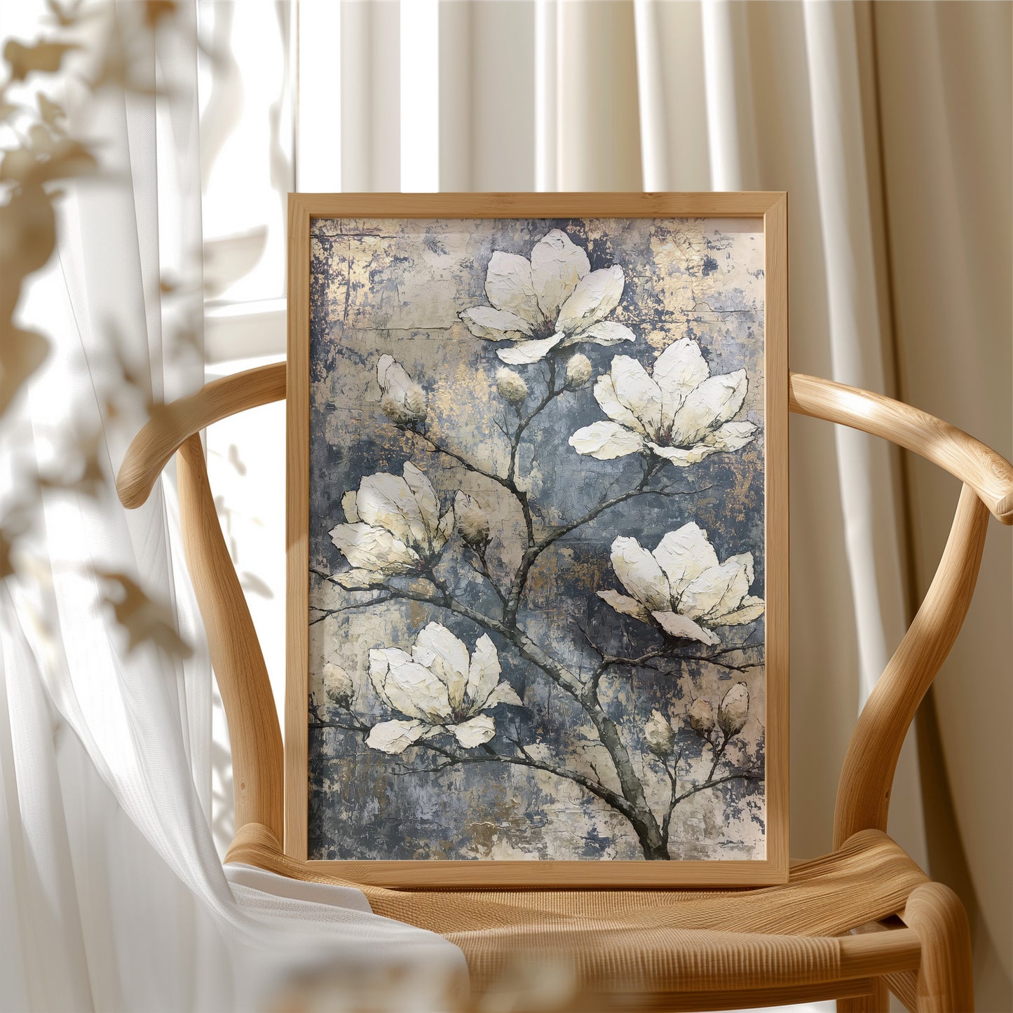 Magnolia Branch on Cracked Gold