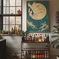 Crane Beneath Blossoms and Moon