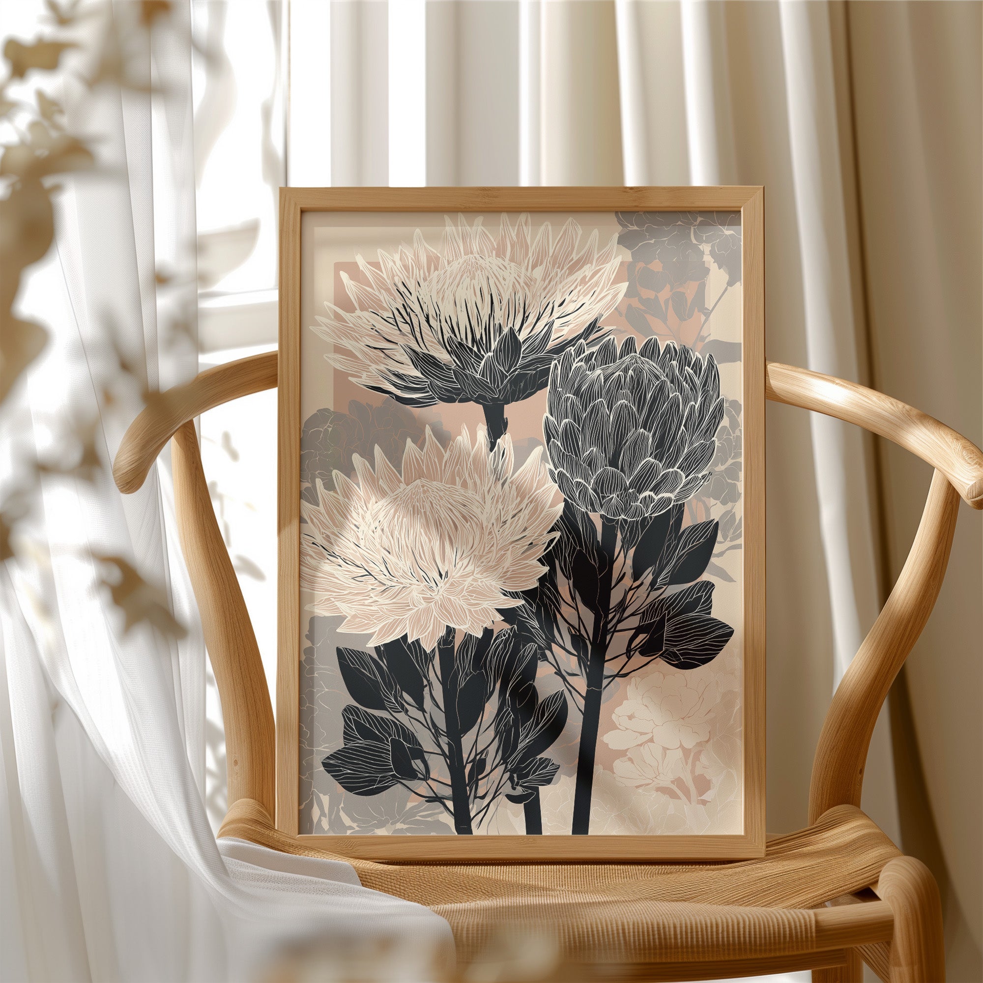 Protea in Ink and Blush
