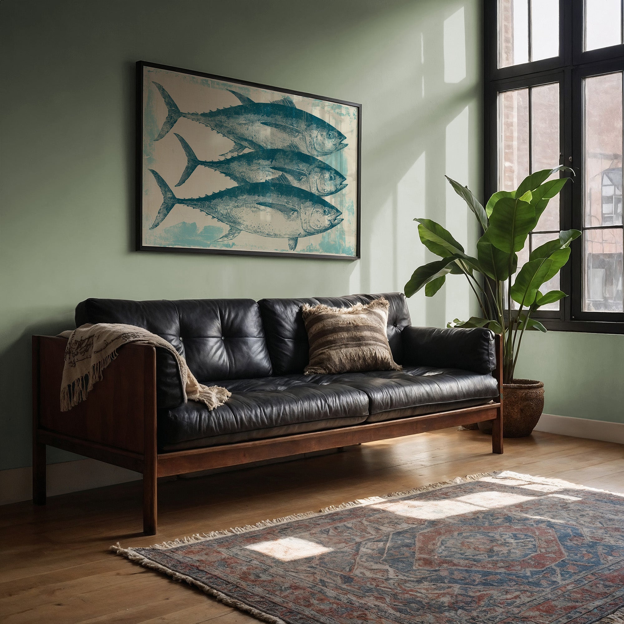 School of Tuna, Vintage Block Print
