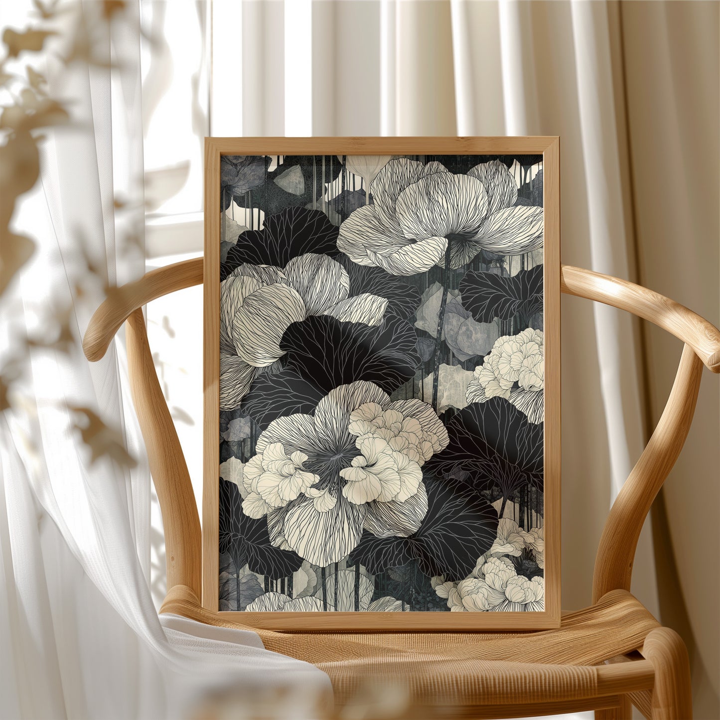 Poppies in Fine Black Ink