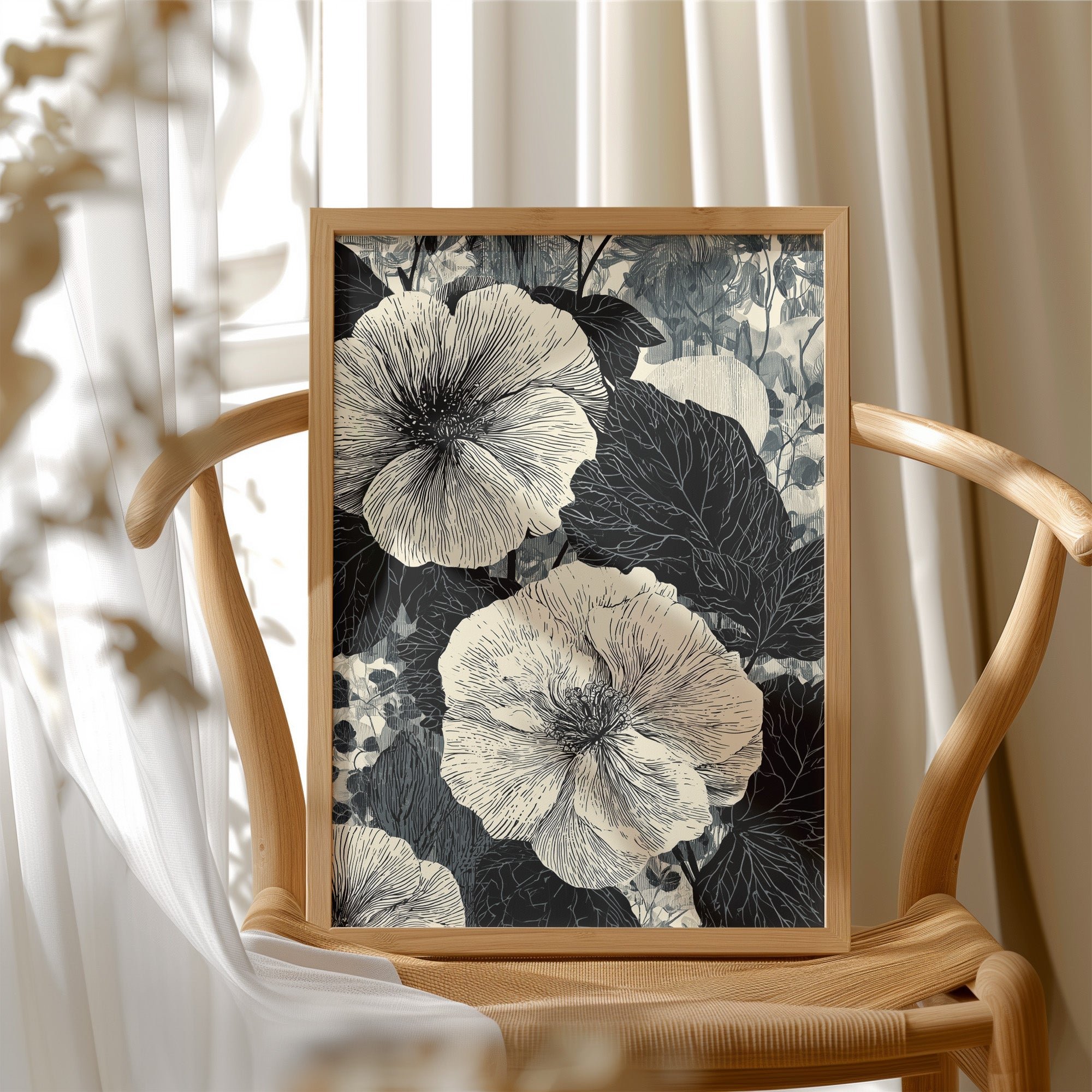 Hibiscus in Fine Black Ink