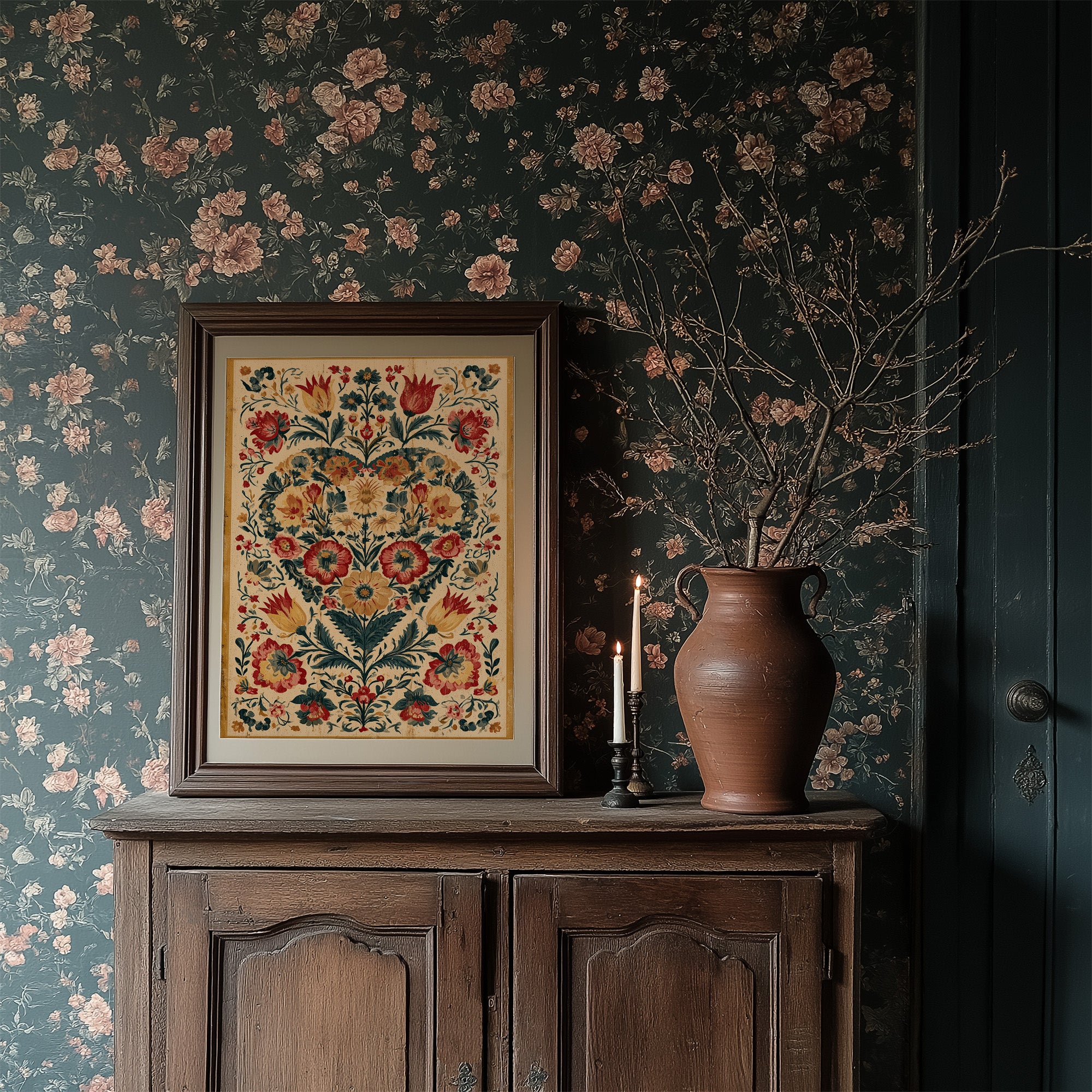 Folk Garden in Crimson and Gold