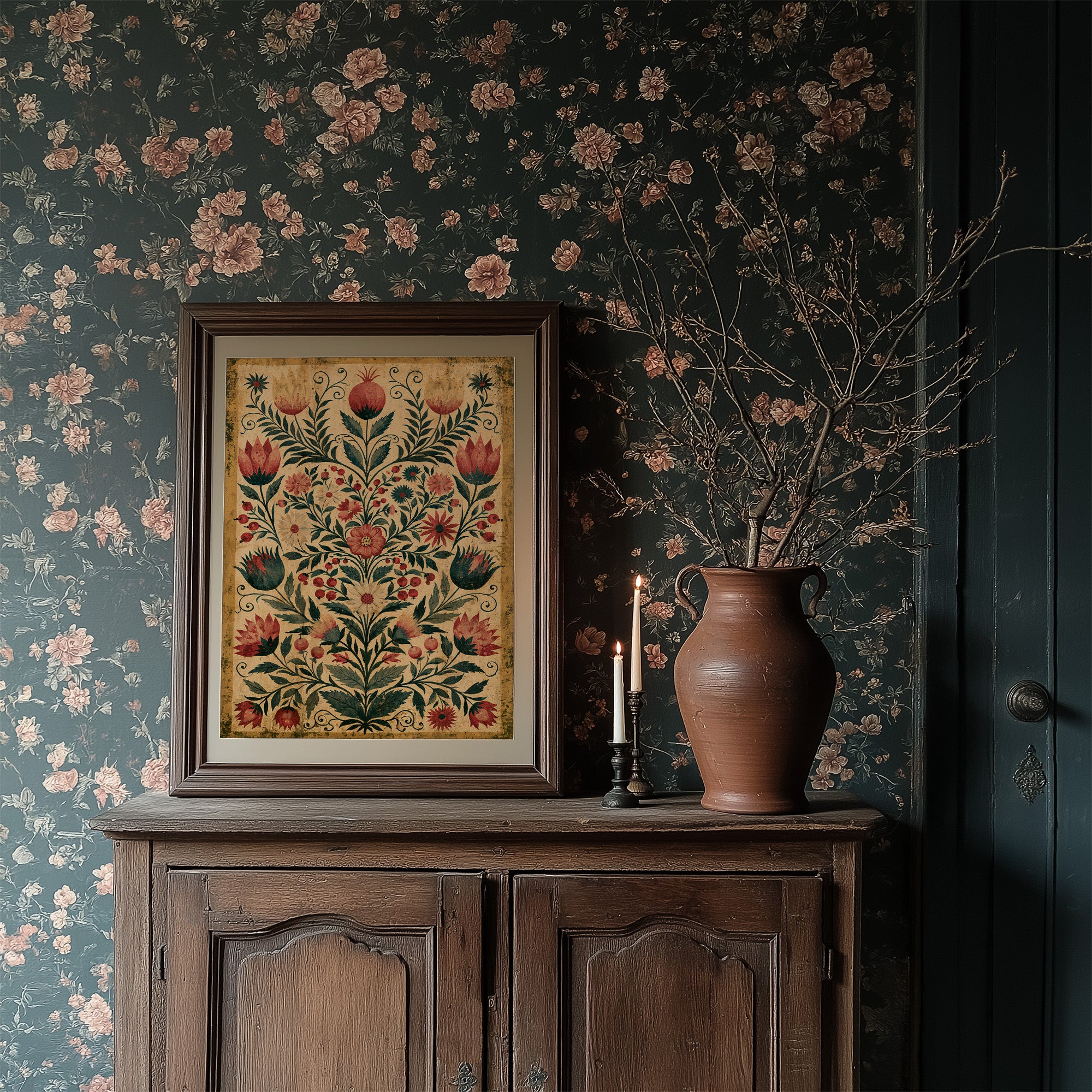 Pomegranate Folk Tapestry