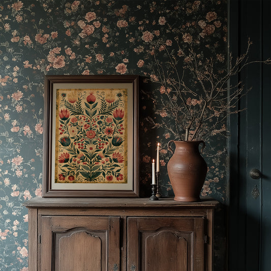 Pomegranate Folk Tapestry