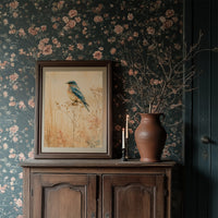 Bluebird in the Dried Wildflowers