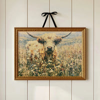 Highland Cow in Wildflowers