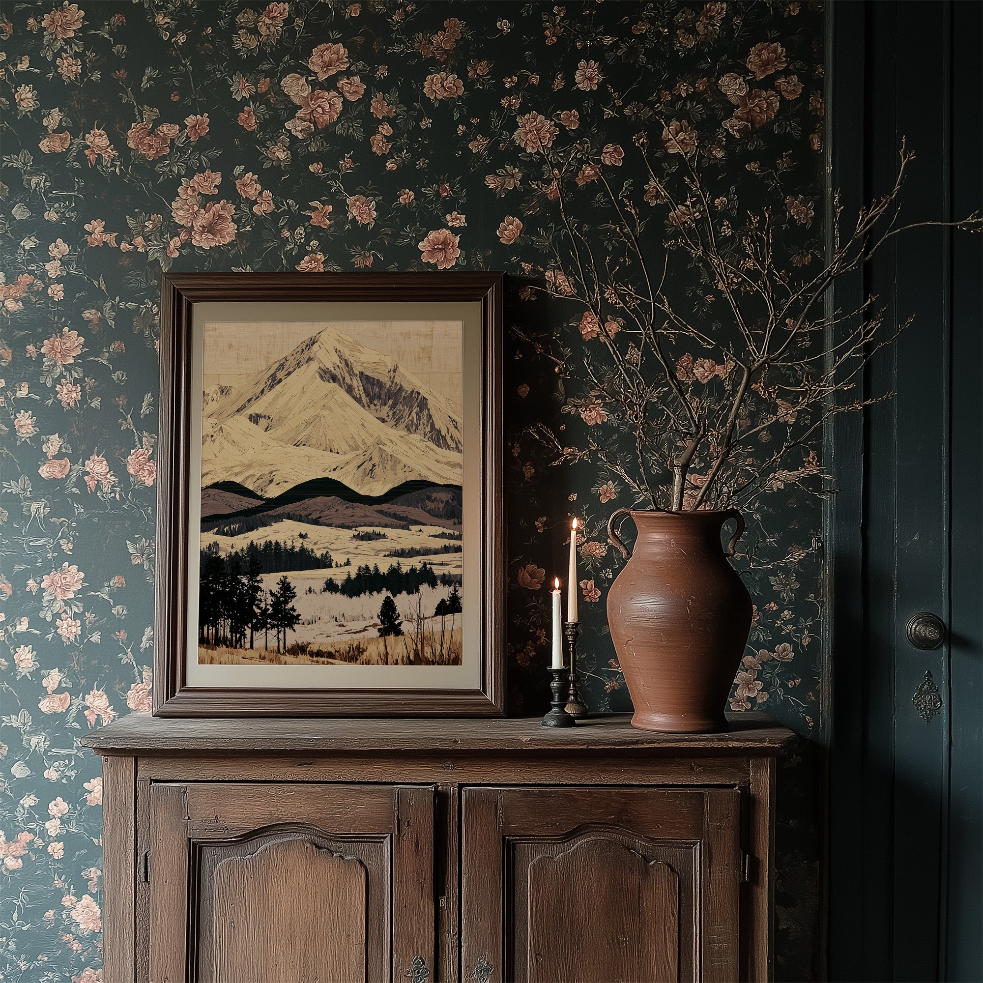 Snow Peak in Marquetry