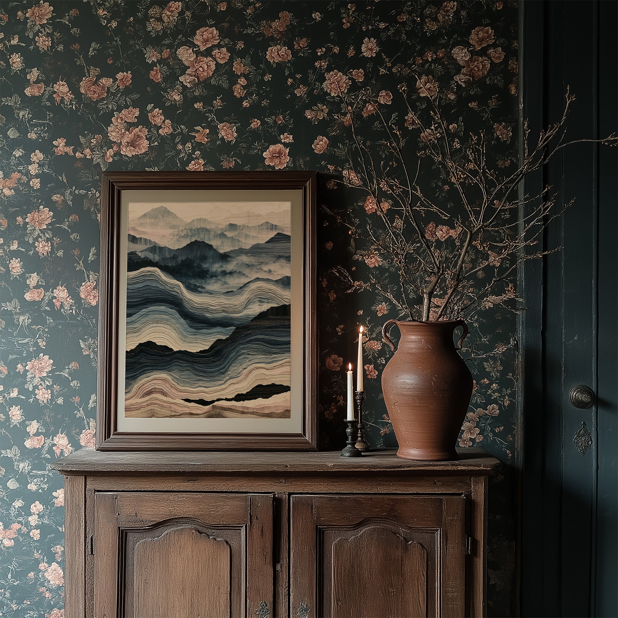 Waves of Wood in Blue and Blush