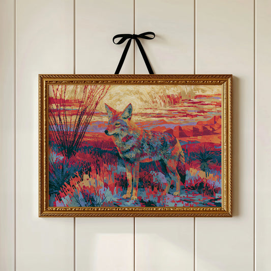 Coyote at Sundown, Fauvist Desert