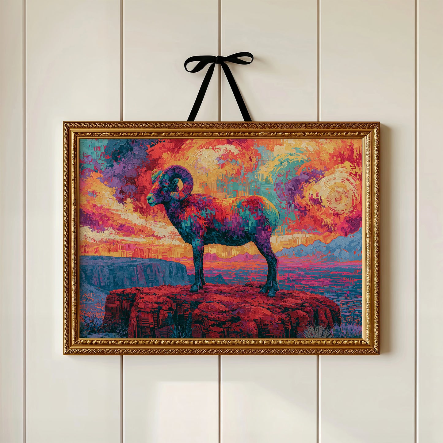Bighorn Ram, Canyon Sky Ablaze
