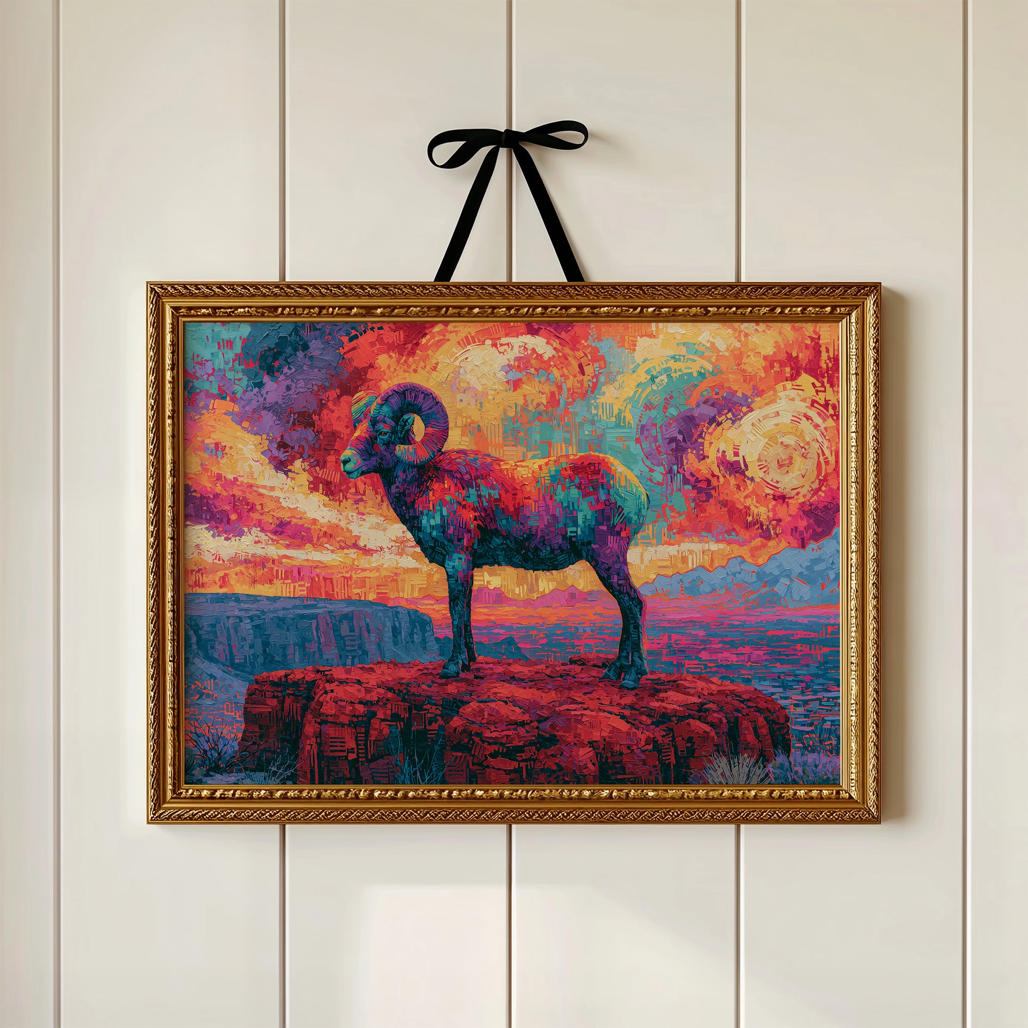 Bighorn Ram, Canyon Sky Ablaze