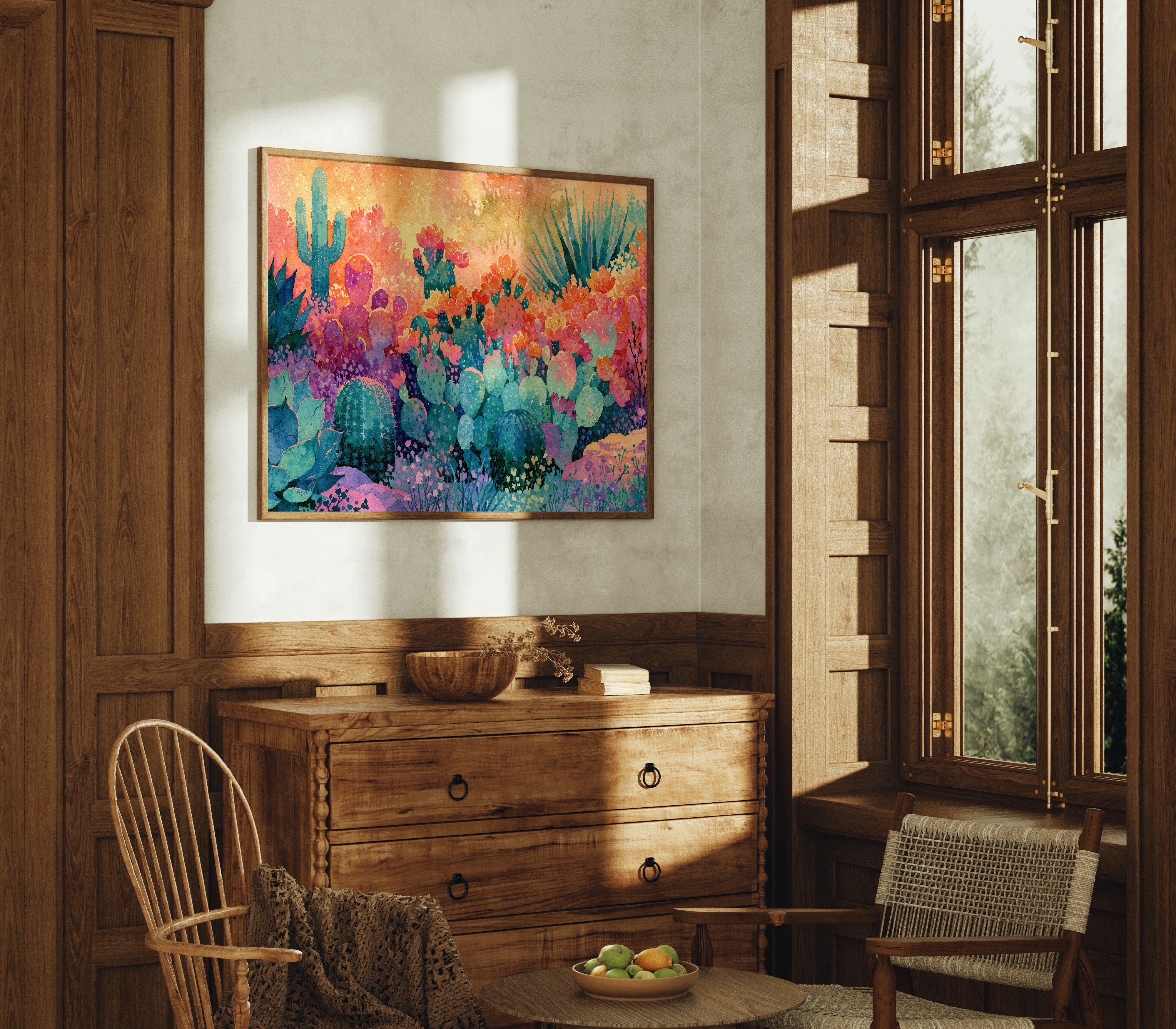 Prickly Pear Bloom, Desert Sunrise