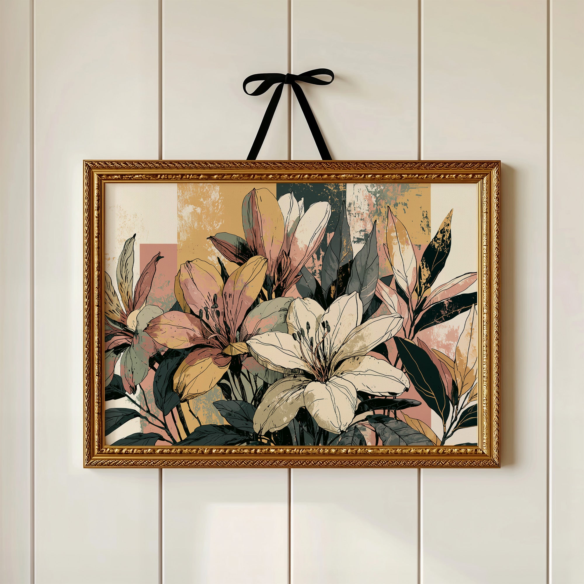Lily Study, Color Block Botanical