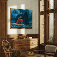 Red Barn Under a Blue Moon