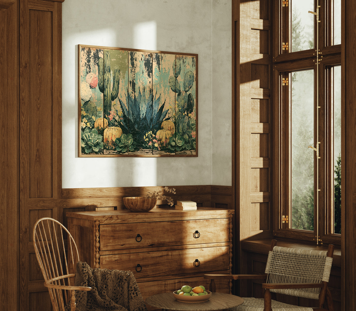 Rustic Cactus Garden Panels