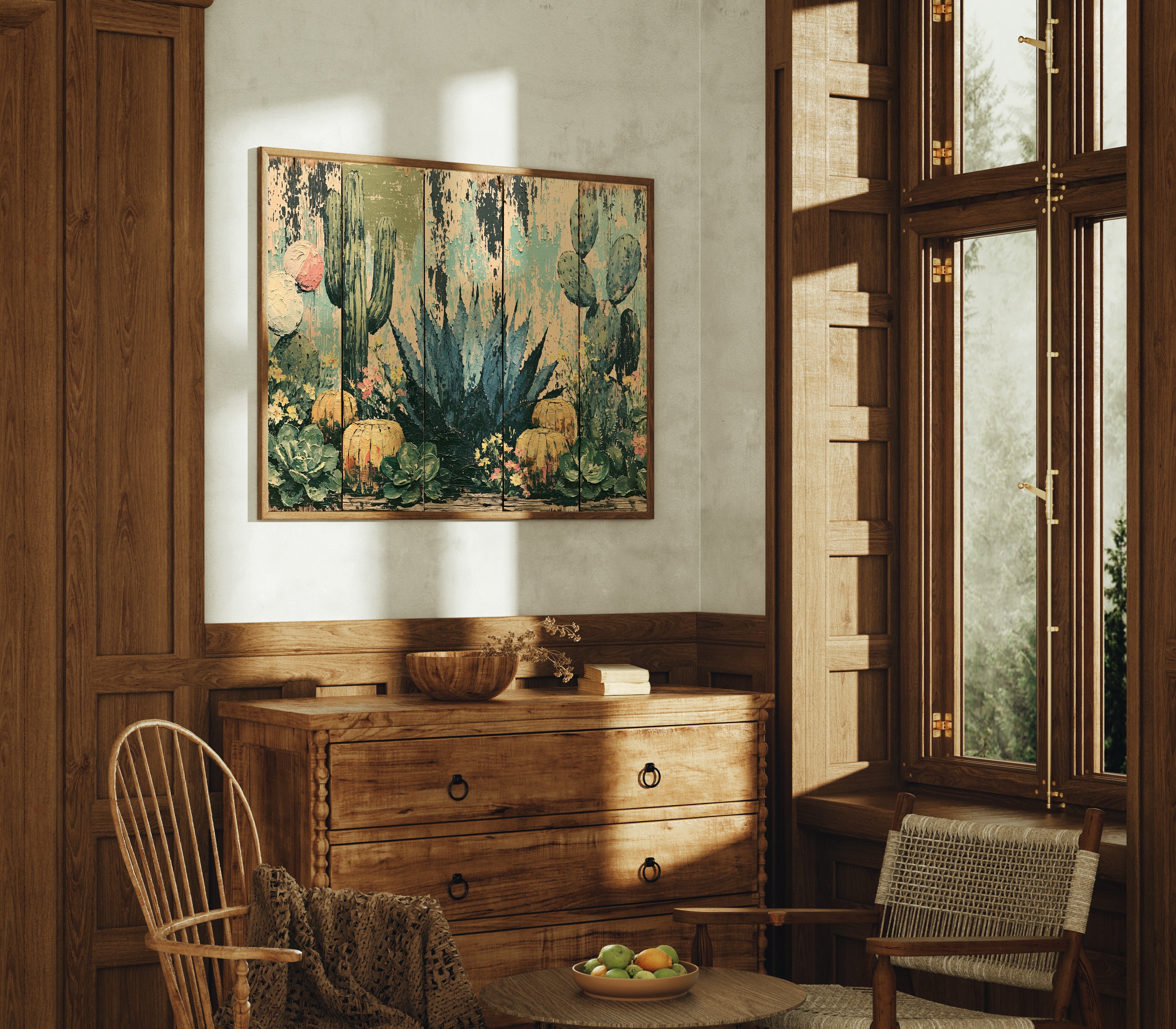 Rustic Cactus Garden Panels