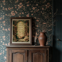 Arched Light, Rose-Draped Stacks